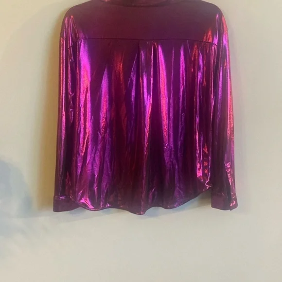 Anthropologie “SHINE” metallic magenta button-up top. - Picture 11 of 12